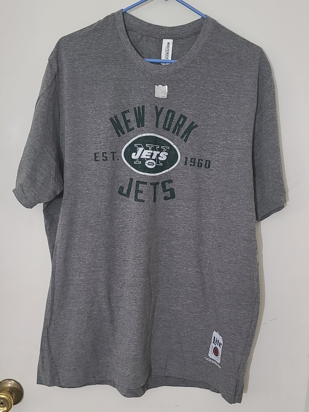 New York Jets Miller Lite Gray Logo T-Shirt XL